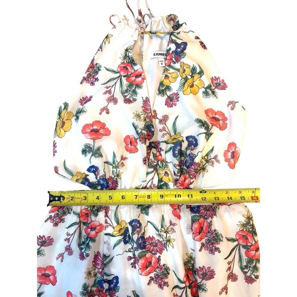 Express Floral Halter Maxi Dress Side Cutout Keyhole Boho Summer Wedding Size M - Picture 14 of 14